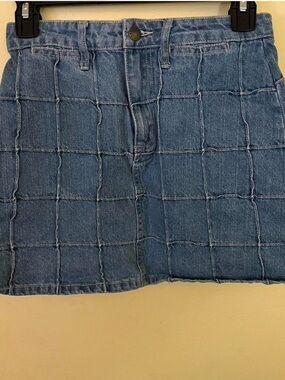 Forever 21 Women’s Denim Grid Patch Skirt - Blue